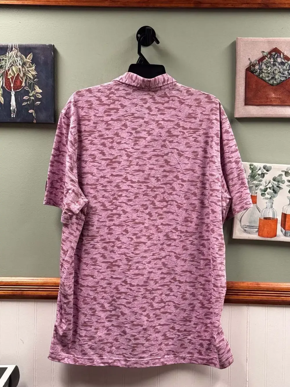 Adidas Go-To Camo Print Golf Polo Shirt Pink Men's XL Performance Stretch